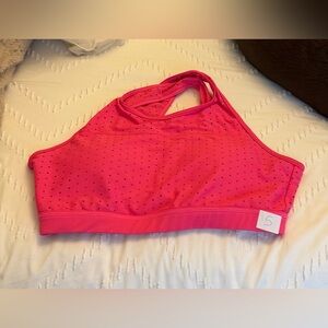 BuffBunny Hot Pink Perforated Sports Bra with Scoop Back